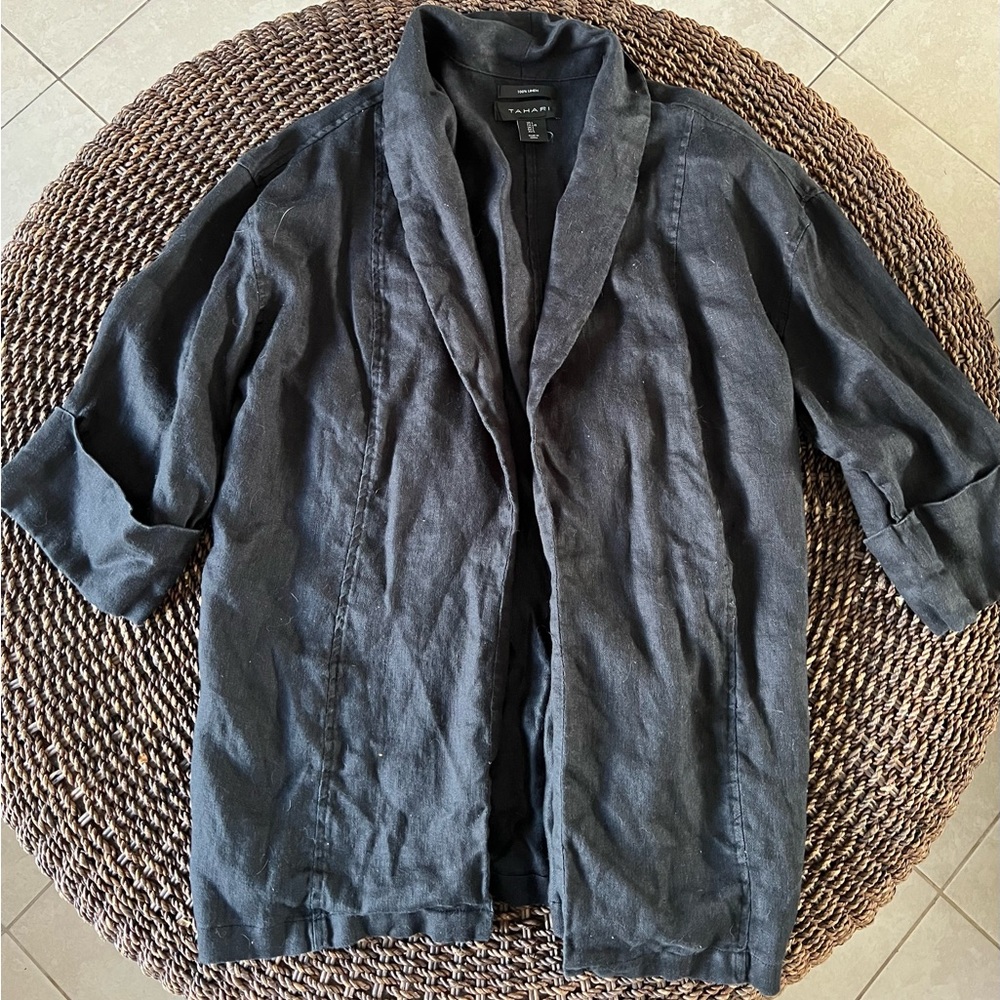 Tahari 100% linen blazer size L
